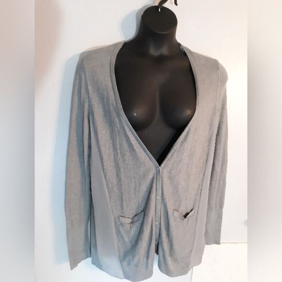 Vera Wang Gray button-up cardigan - Picture 1 of 6